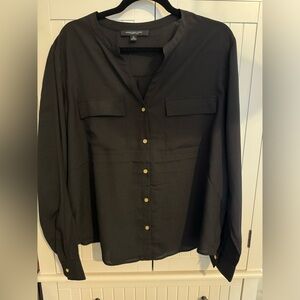 Andrew Marc- Marc New York black blouse with gold buttons